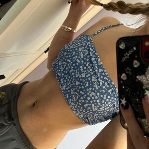 Floral Blue Women's Swim Top